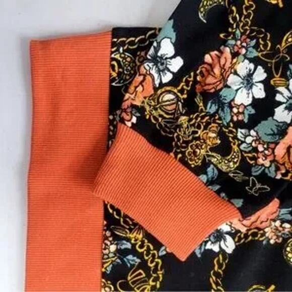 Brand New! Laila Ali Black With Floral Pattern Pullover Sweat  Multi Sizes - Picture 4 of 7